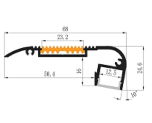 Κανάλι 6063 68x24.6mm σχεδιαγράμματος αλουμινίου των οδηγήσεων ελαφρύ για την άκρη βημάτων